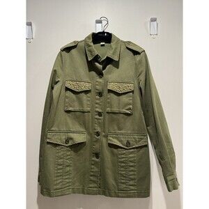 Women’s Handmade Embellished Green Army Shirt Jacket